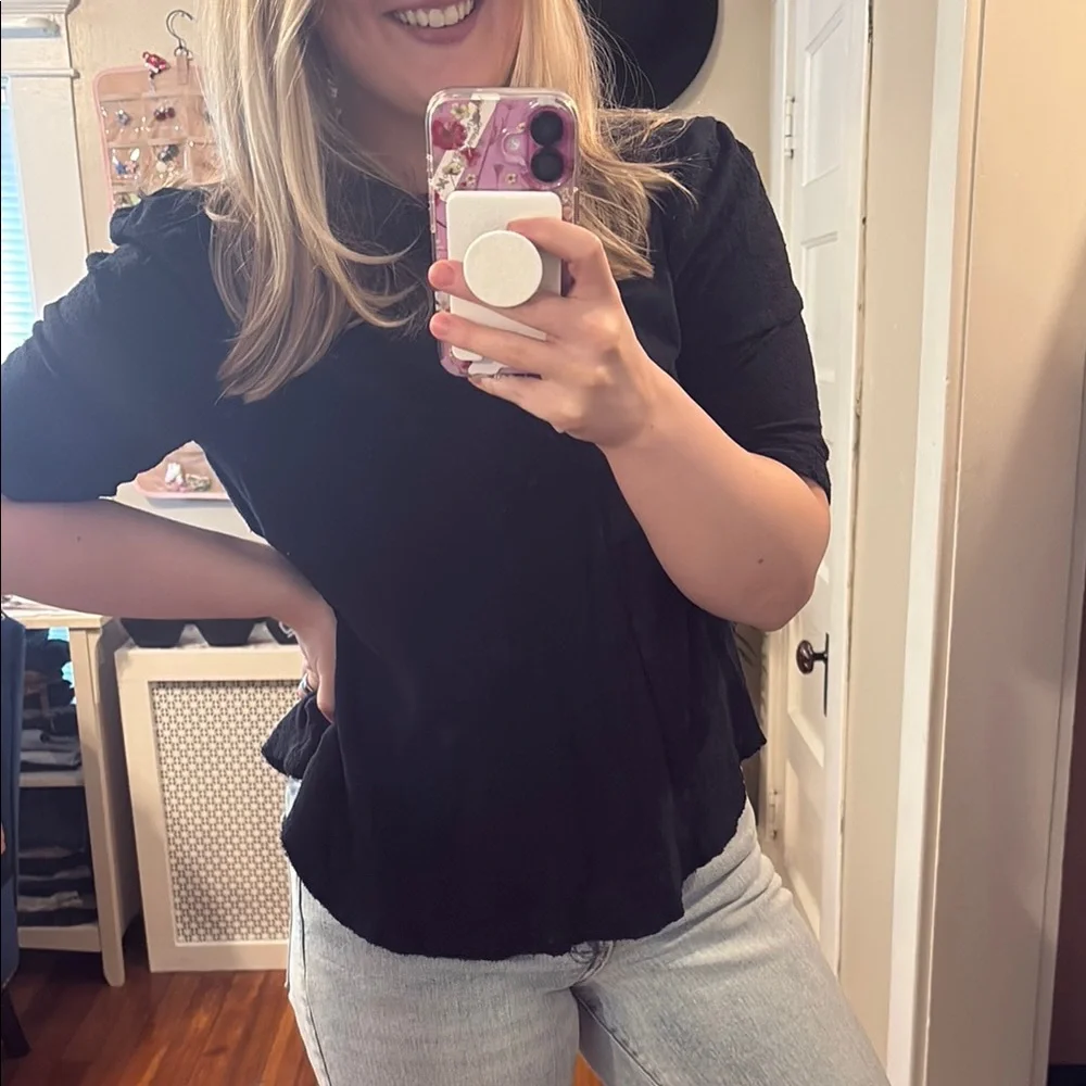 🤍 Free People Black Top - Picture 1 of 5